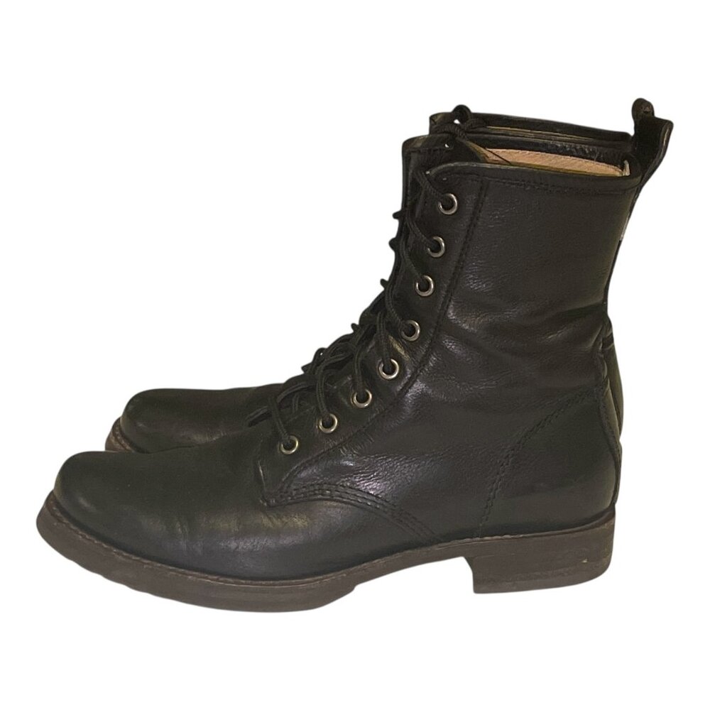 Frye Dark Leather Lace-Up Boots